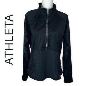 Athleta Black Half Zip Fitted Gym Workout Jacket NWOT